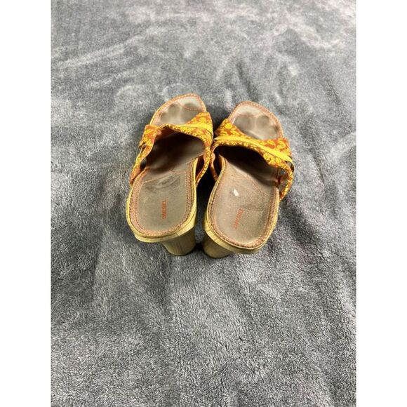 Diesel Faux Wooden Heel Sandals Yellow Orange Suede Leather Open Toe - Picture 5 of 10